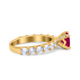 Art Deco Wedding Bridal Ring Round Simulated Cubic Zirconia 925 Sterling Silver