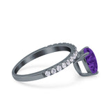 Teardrop Art Deco Pear Wedding Bridal Ring Round Simulated Cubic Zirconia 925 Sterling Silver