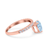 Teardrop Art Deco Pear Wedding Bridal Ring Round Simulated Cubic Zirconia 925 Sterling Silver