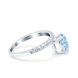 Teardrop Art Deco Pear Wedding Bridal Ring Round Simulated Cubic Zirconia 925 Sterling Silver