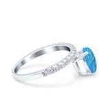 Teardrop Art Deco Pear Wedding Bridal Ring Round Simulated Cubic Zirconia 925 Sterling Silver