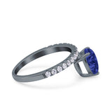 Teardrop Art Deco Pear Wedding Bridal Ring Round Simulated Cubic Zirconia 925 Sterling Silver