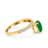 Teardrop Art Deco Pear Wedding Bridal Ring Round Simulated Cubic Zirconia 925 Sterling Silver