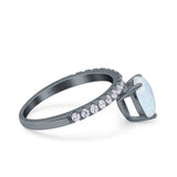 Teardrop Art Deco Pear Wedding Bridal Ring Round Simulated Cubic Zirconia 925 Sterling Silver