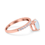 Teardrop Art Deco Pear Wedding Bridal Ring Round Simulated Cubic Zirconia 925 Sterling Silver