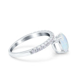 Teardrop Art Deco Pear Wedding Bridal Ring Round Simulated Cubic Zirconia 925 Sterling Silver