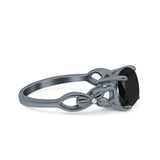 Art Deco Cushion Cut Wedding Engagement Bridal Ring Simulated Cubic Zirconia 925 Sterling Silver