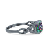 Art Deco Cushion Cut Wedding Engagement Bridal Ring Simulated Cubic Zirconia 925 Sterling Silver