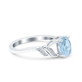 Oval Art Deco Wedding Engagement Bridal Ring Round Simulated Cubic Zirconia 925 Sterling Silver