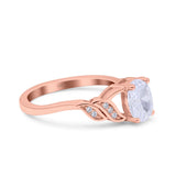 Oval Art Deco Wedding Engagement Bridal Ring Round Simulated Cubic Zirconia 925 Sterling Silver