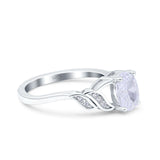 Oval Art Deco Wedding Engagement Bridal Ring Round Simulated Cubic Zirconia 925 Sterling Silver