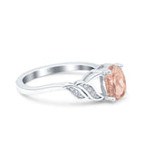 Oval Art Deco Wedding Engagement Bridal Ring Round Simulated Cubic Zirconia 925 Sterling Silver