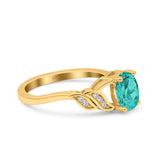 Oval Art Deco Wedding Engagement Bridal Ring Round Simulated Cubic Zirconia 925 Sterling Silver