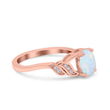 Oval Art Deco Wedding Engagement Bridal Ring Round Simulated Cubic Zirconia 925 Sterling Silver