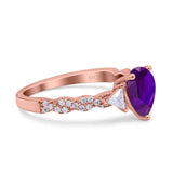 Art Deco Pear Shape Wedding Bridal Ring Triangle Simulated Cubic Zirconia 925 Sterling Silver