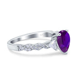 Art Deco Pear Shape Wedding Bridal Ring Triangle Simulated Cubic Zirconia 925 Sterling Silver