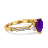 Art Deco Pear Shape Wedding Bridal Ring Triangle Simulated Cubic Zirconia 925 Sterling Silver