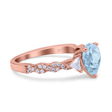 Art Deco Pear Shape Wedding Bridal Ring Triangle Simulated Cubic Zirconia 925 Sterling Silver