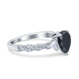 Art Deco Pear Shape Wedding Bridal Ring Triangle Simulated Cubic Zirconia 925 Sterling Silver