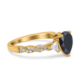 Art Deco Pear Shape Wedding Bridal Ring Triangle Simulated Cubic Zirconia 925 Sterling Silver