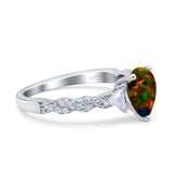 Art Deco Pear Shape Wedding Bridal Ring Triangle Simulated Cubic Zirconia 925 Sterling Silver