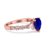 Art Deco Pear Shape Wedding Bridal Ring Triangle Simulated Cubic Zirconia 925 Sterling Silver