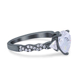 Art Deco Pear Shape Wedding Bridal Ring Triangle Simulated Cubic Zirconia 925 Sterling Silver