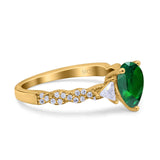Art Deco Pear Shape Wedding Bridal Ring Triangle Simulated Cubic Zirconia 925 Sterling Silver