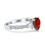 Art Deco Pear Shape Wedding Bridal Ring Triangle Simulated Cubic Zirconia 925 Sterling Silver