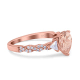 Art Deco Pear Shape Wedding Bridal Ring Triangle Simulated Cubic Zirconia 925 Sterling Silver