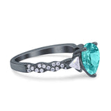 Art Deco Pear Shape Wedding Bridal Ring Triangle Simulated Cubic Zirconia 925 Sterling Silver