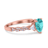 Art Deco Pear Shape Wedding Bridal Ring Triangle Simulated Cubic Zirconia 925 Sterling Silver