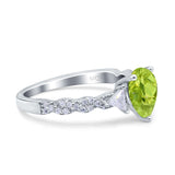 Art Deco Pear Shape Wedding Bridal Ring Triangle Simulated Cubic Zirconia 925 Sterling Silver