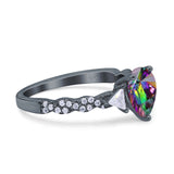 Art Deco Pear Shape Wedding Bridal Ring Triangle Simulated Cubic Zirconia 925 Sterling Silver