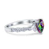 Art Deco Pear Shape Wedding Bridal Ring Triangle Simulated Cubic Zirconia 925 Sterling Silver