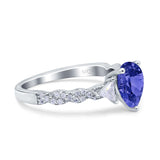 Art Deco Pear Shape Wedding Bridal Ring Triangle Simulated Cubic Zirconia 925 Sterling Silver
