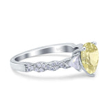 Art Deco Pear Shape Wedding Bridal Ring Triangle Simulated Cubic Zirconia 925 Sterling Silver