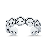 Smiley Face Toe Ring Adjustable Band 925 Sterling Silver (4mm)