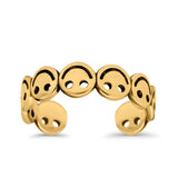 Smiley Face Toe Ring Adjustable Band 925 Sterling Silver (4mm)