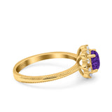 Halo Floral Style Art Deco Round Wedding Engagement Ring Simulated Cubic Zirconia 925 Sterling Silver