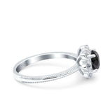 Halo Floral Style Art Deco Round Wedding Engagement Ring Simulated Cubic Zirconia 925 Sterling Silver