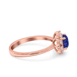 Halo Floral Style Art Deco Round Wedding Engagement Ring Simulated Cubic Zirconia 925 Sterling Silver