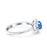 Halo Floral Style Art Deco Round Wedding Engagement Ring Simulated Cubic Zirconia 925 Sterling Silver