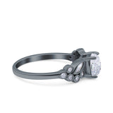 Vintage Style Art Deco Cushion and Marquise Wedding Engagement Ring Simulated Cubic Zirconia 925 Sterling Silver