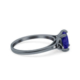 Celtic Art Deco Wedding Engagement Bridal Ring Round Simulated Cubic Zirconia 925 Sterling Silver