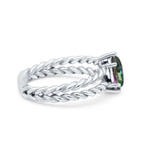 Double Rope Twisted Style Art Deco Marquise Wedding Engagement Ring Simulated Cubic Zirconia 925 Sterling Silver