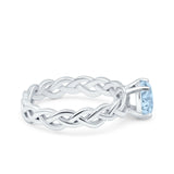 Celtic Weave Braided Style Oval Wedding Engagement Ring Simulated Cubic Zirconia 925 Sterling Silver