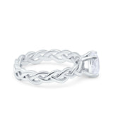 Celtic Weave Braided Style Oval Wedding Engagement Ring Simulated Cubic Zirconia 925 Sterling Silver