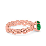 Celtic Weave Braided Style Oval Wedding Engagement Ring Simulated Cubic Zirconia 925 Sterling Silver