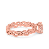 Celtic Weave Braided Style Oval Wedding Engagement Ring Simulated Cubic Zirconia 925 Sterling Silver